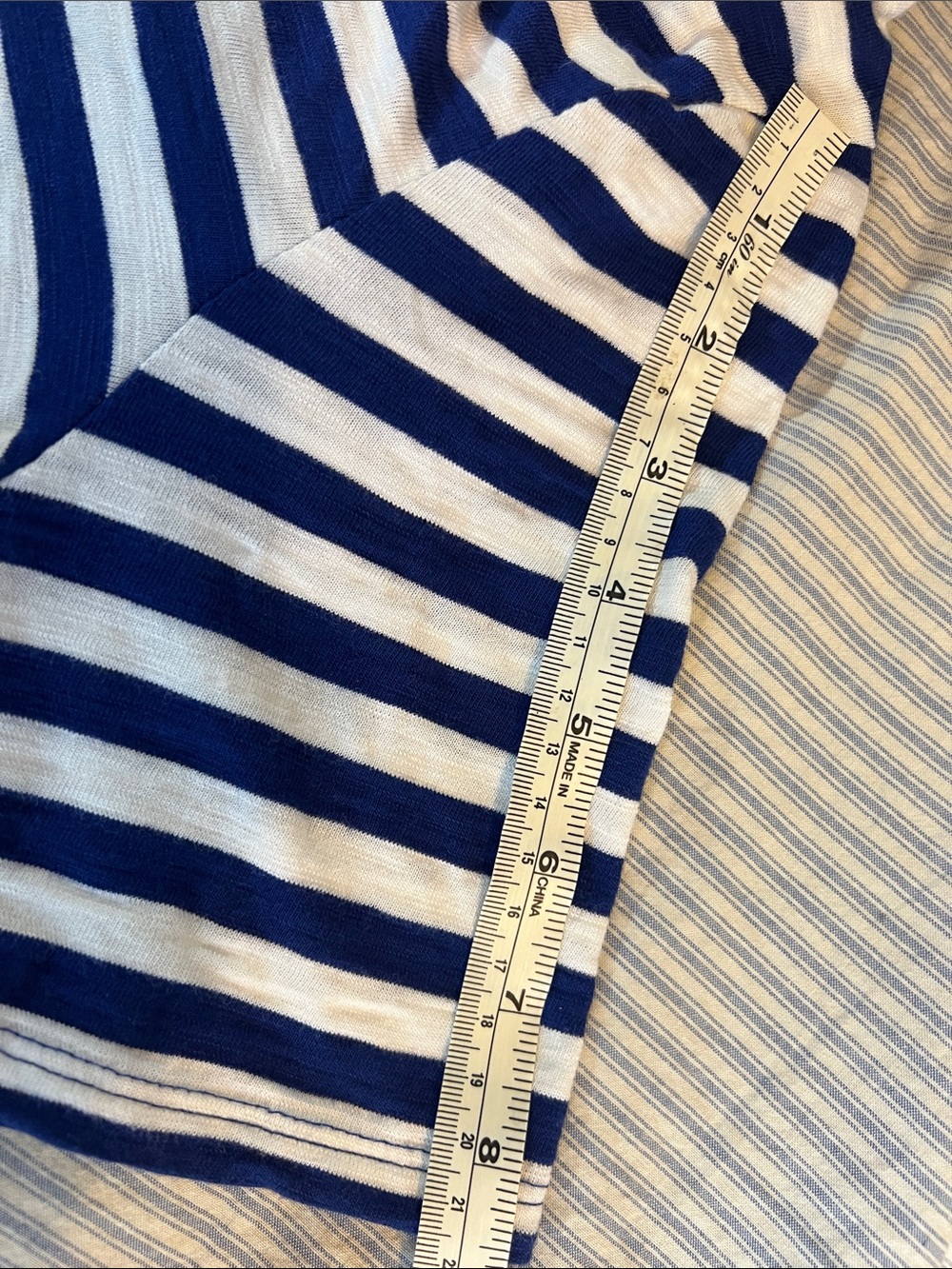 Blue and white striped Chico’s tee - Picture 5 of 7